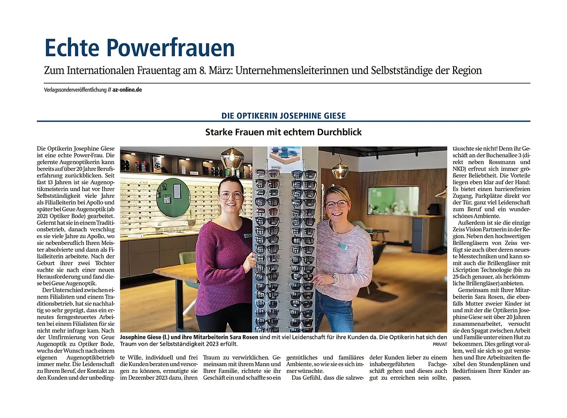 Zeitungsartikel - Echte Powerfrauen